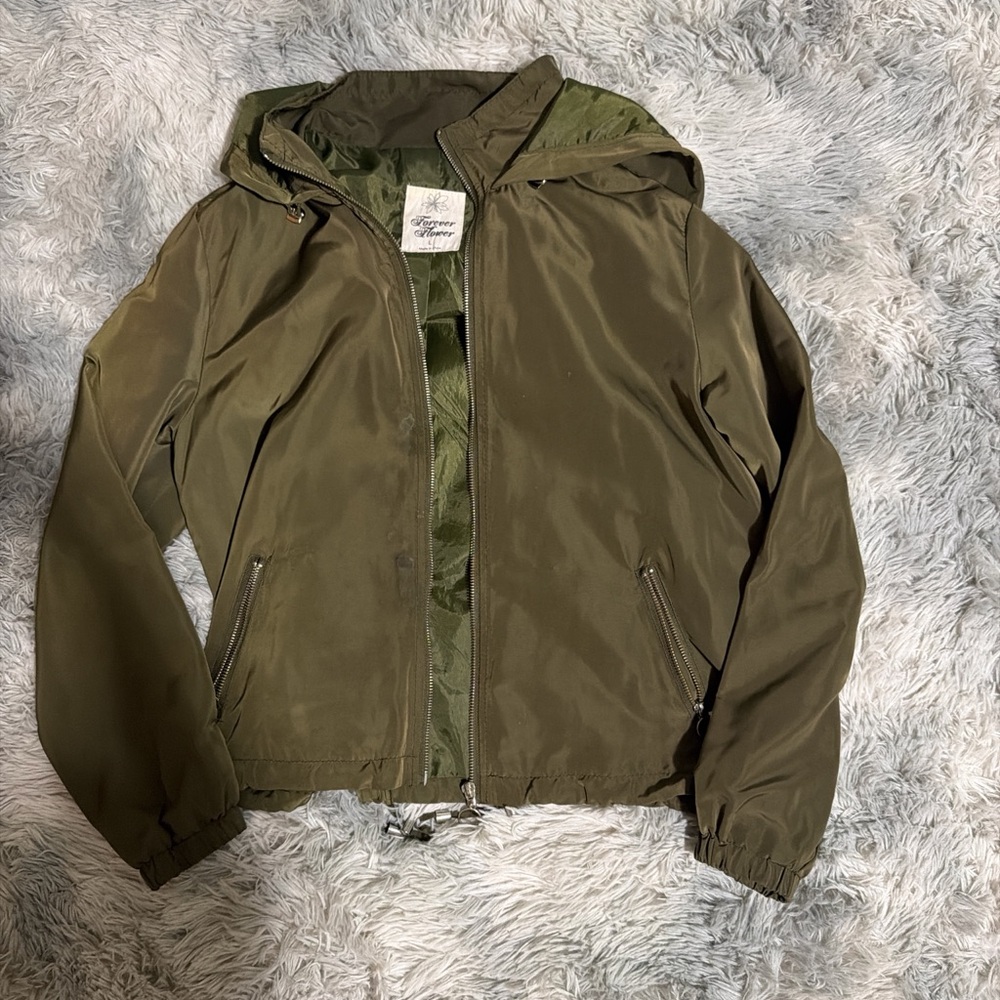 Olive Green Hooded light weight Jacket/Windbreaker